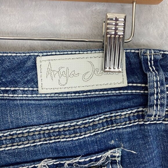 Ariya Bootcut Jeans Juniors' 7 Embroidered Denim Whiskered Rodeo Cowgirl Western - Picture 12 of 16